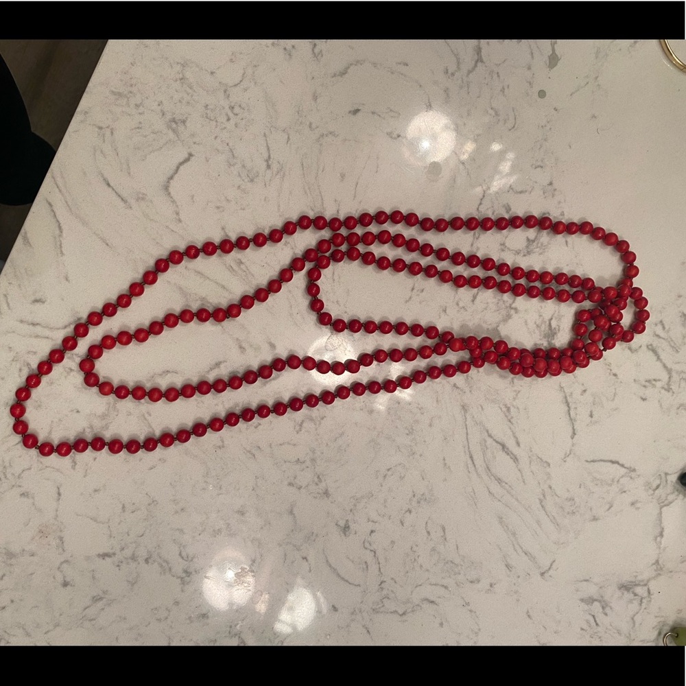 Red long beaded necklace